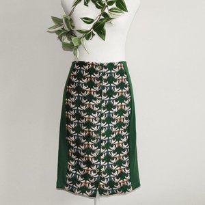 Dolan Anthropologie Floral Embroidered Green Knee-Length Skirt